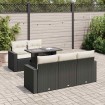 Set de sofás de jardín 6 piezas y cojines ratán sintético negro