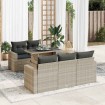 Set de sofás de jardín 6 pzas y cojines ratán sintético gris