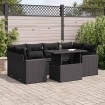 Set de sofás de jardín 7 pzas con cojines ratán sintético negro